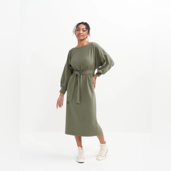 AMOUR VERT Sage Green Fleur Reverie Terry Sweatshirt Dress One Size N… - Picture 3 of 6